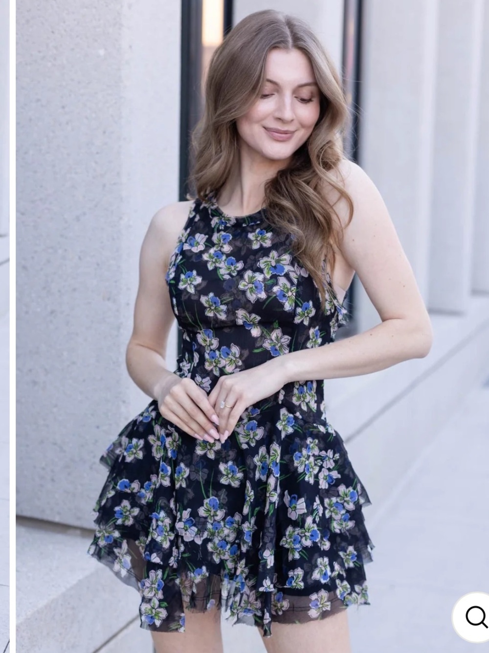 Free People Raven Printed Mini Dress Smocked Cutout Ruffle Floral Swing L NWT